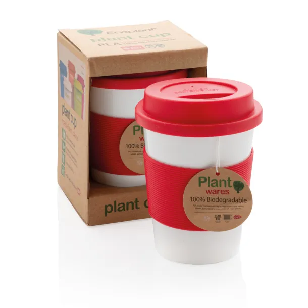  ECO PLA šalica za kavu, 350 ml - XD Collection Crvena Bijela