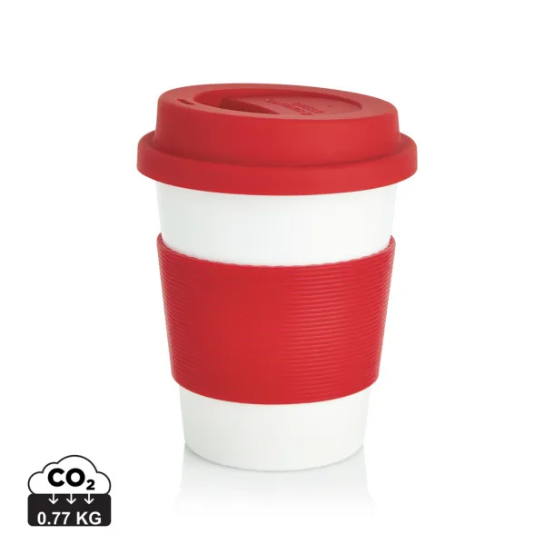  ECO PLA šalica za kavu, 350 ml - XD Collection Crvena Bijela