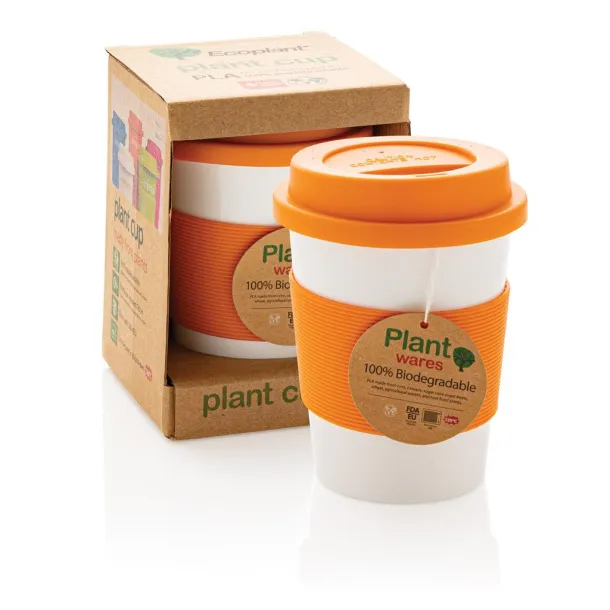  ECO PLA šalica za kavu, 350 ml - XD Collection Narančasta Bijela