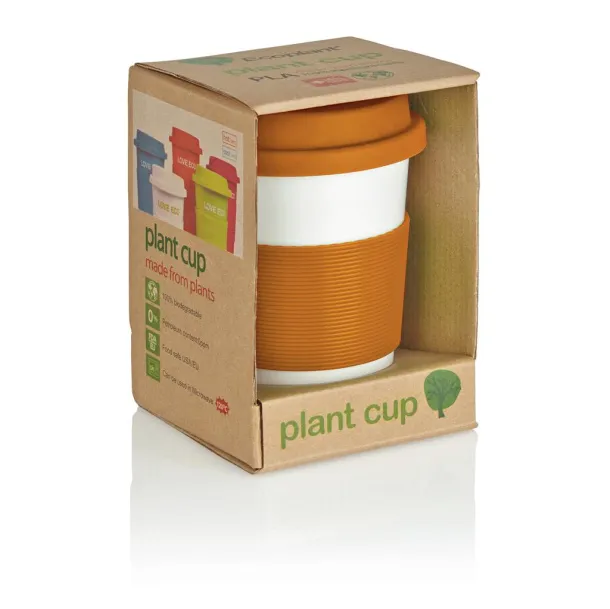  ECO PLA šalica za kavu, 350 ml - XD Collection Narančasta Bijela