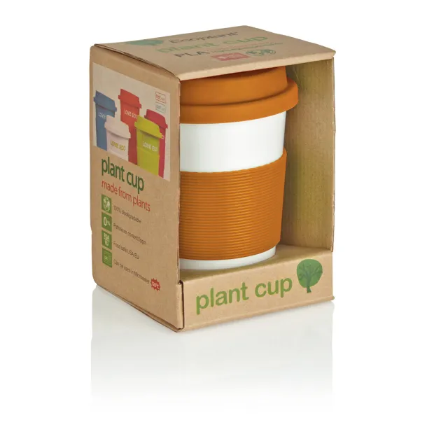  ECO PLA šalica za kavu, 350 ml - XD Collection Narančasta Bijela