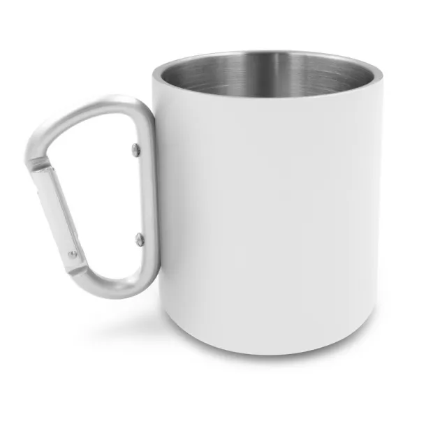 Pari Recycled stainless steel mug 280 ml with carabiner clip Bijela