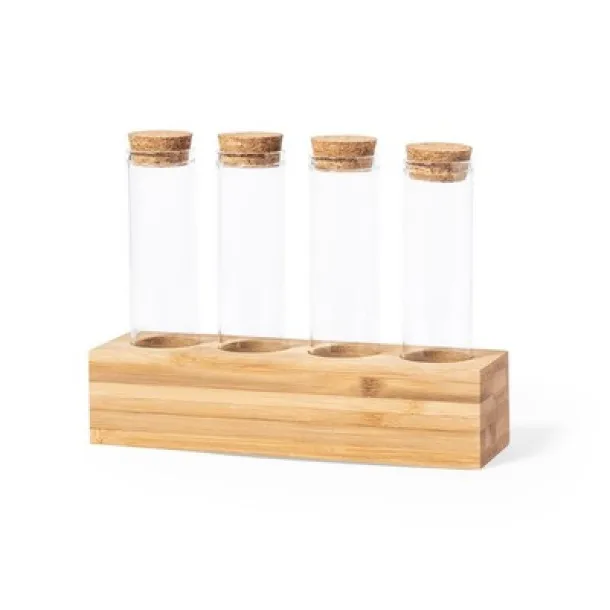  Bamboo spices container set light brown