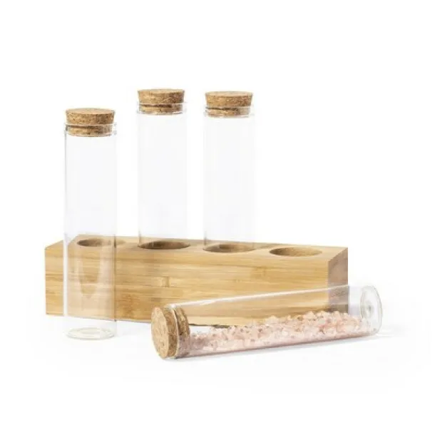  Bamboo spices container set light brown