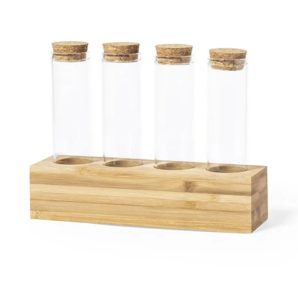  Bamboo spices container set light brown