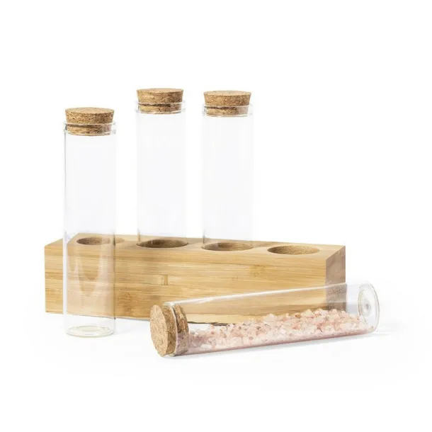  Bamboo spices container set light brown