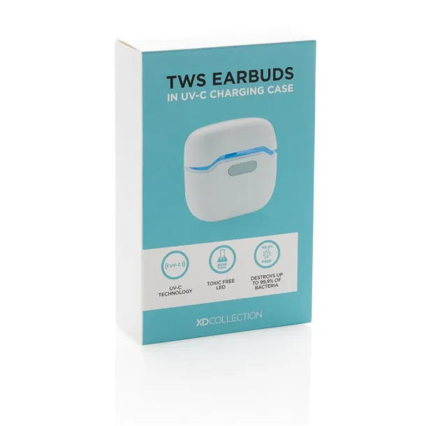  TWS earbuds in UV-C sterilizing charging case - XD Collection White 