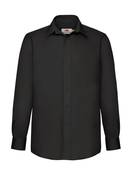  Poplin Shirt LS - Fruit of the Loom Black