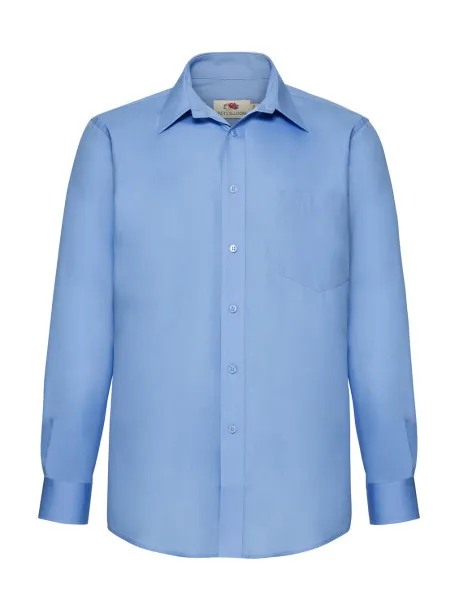  Poplin Shirt LS - Fruit of the Loom Mid Blue