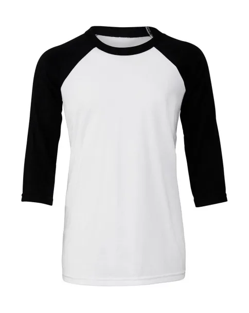  Youth 3/4 Sleeve Baseball Tee - Bella+Canvas Bijela Black