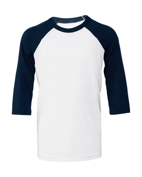  Youth 3/4 Sleeve Baseball Tee - Bella+Canvas Bijela Navy