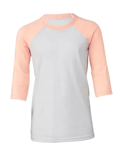  Youth 3/4 Sleeve Baseball Tee - Bella+Canvas Bijela Heather Peach