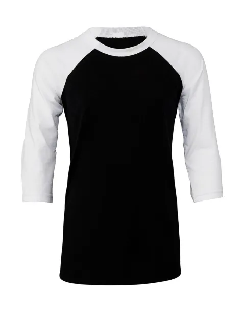  Youth 3/4 Sleeve Baseball Tee - Bella+Canvas Black Bijela