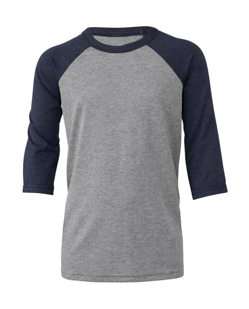  Youth 3/4 Sleeve Baseball Tee - Bella+Canvas Siva Navy Triblend