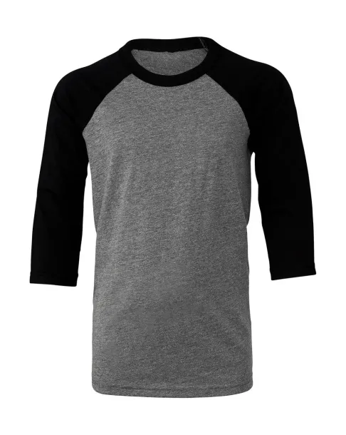  Youth 3/4 Sleeve Baseball Tee - Bella+Canvas Deep Heather Black