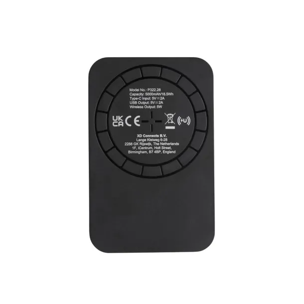  Prijenosna baterija s magnetom - 5 W, 5 000 mAh - XD Collection Crna