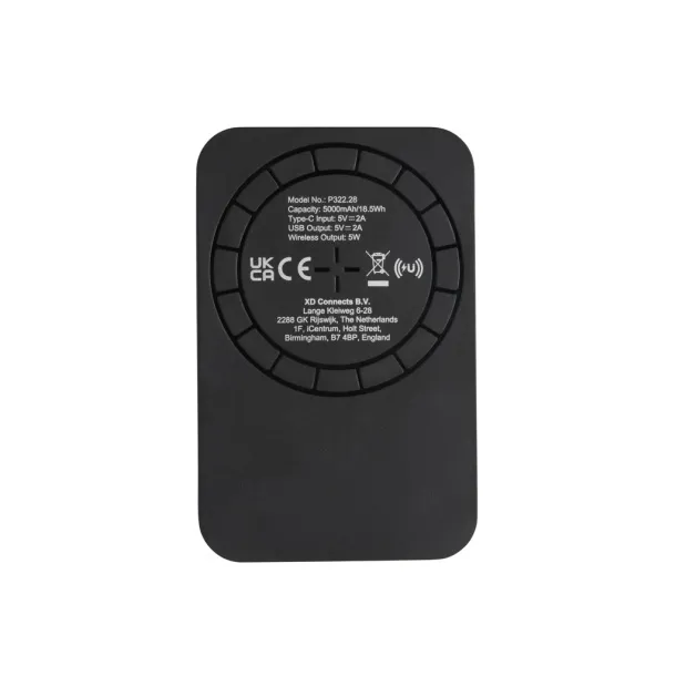  Prijenosna baterija s magnetom - 5 W, 5 000 mAh - XD Collection Crna