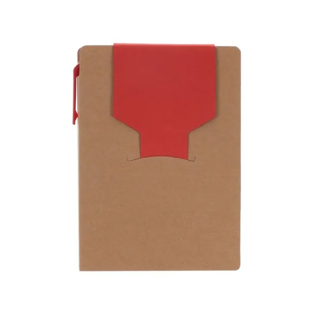  Memo holder, notebook A6, sticky notes, ball pen red