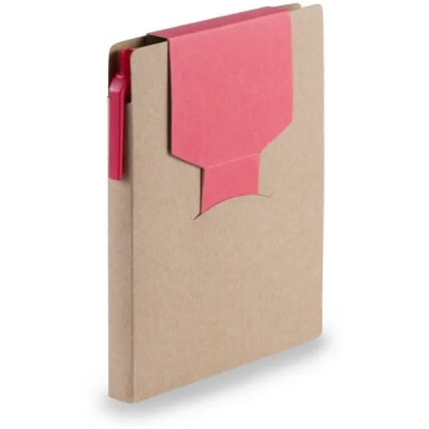  Memo holder, notebook A6, sticky notes, ball pen red