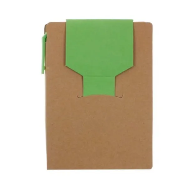  Memo holder, notebook A6, sticky notes, ball pen light green