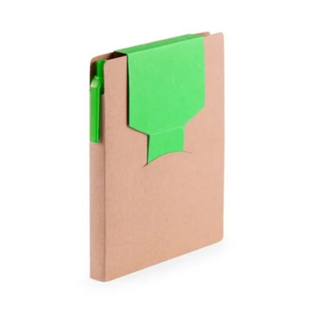  Memo holder, notebook A6, sticky notes, ball pen light green