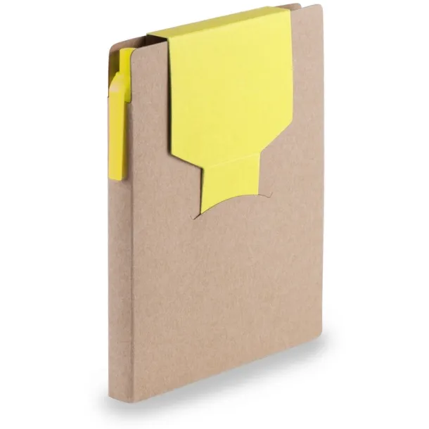  Memo holder, notebook A6, sticky notes, ball pen yellow