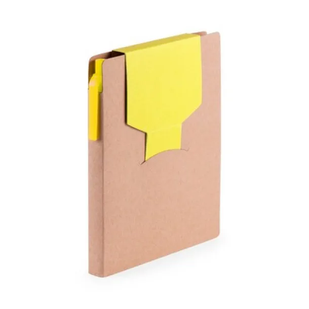  Memo holder, notebook A6, sticky notes, ball pen yellow