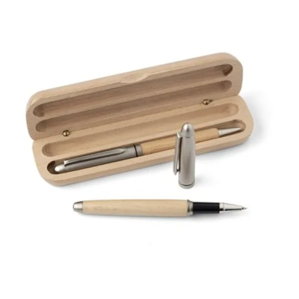  Writing set, ball pen and roller ball pen brown