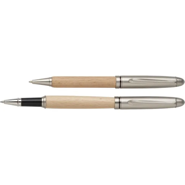  Writing set, ball pen and roller ball pen brown