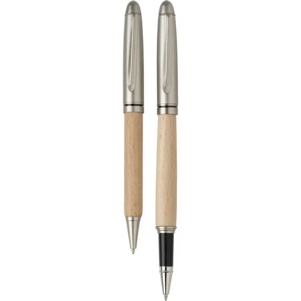  Writing set, ball pen and roller ball pen brown