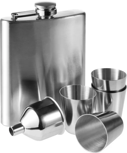  Stainless steel hip flask Brittany silver