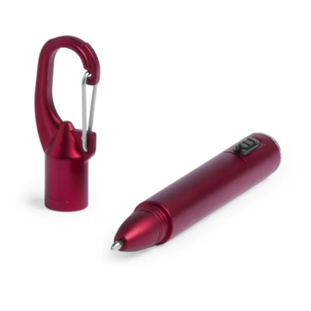  Torch 1 LED, ball pen and carabiner clip red