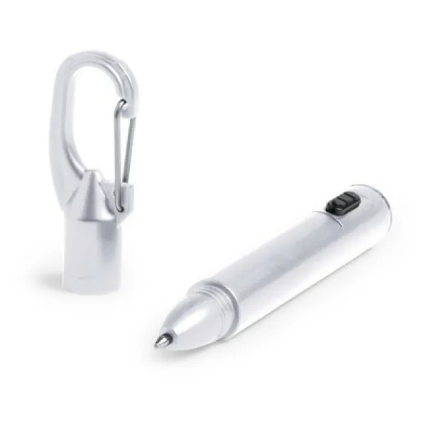  Torch 1 LED, ball pen and carabiner clip silver