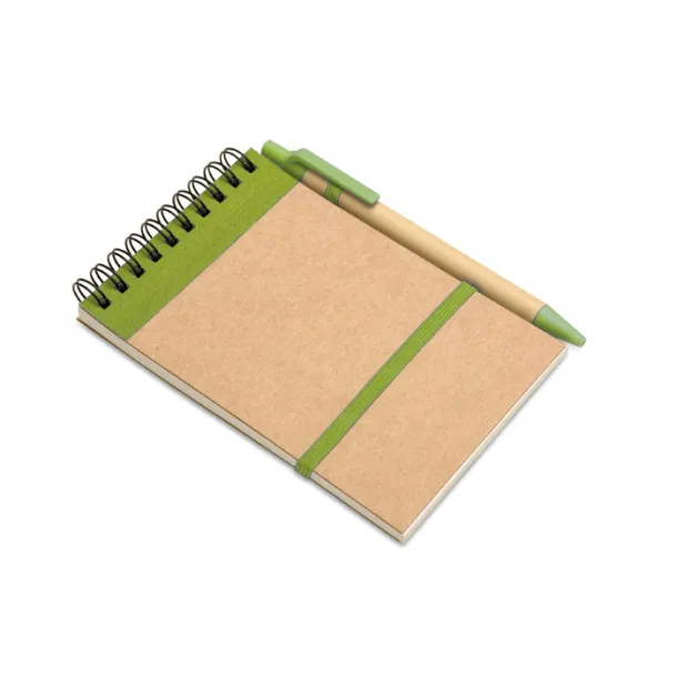 SONORA Recycled paper notebook + pen Lime