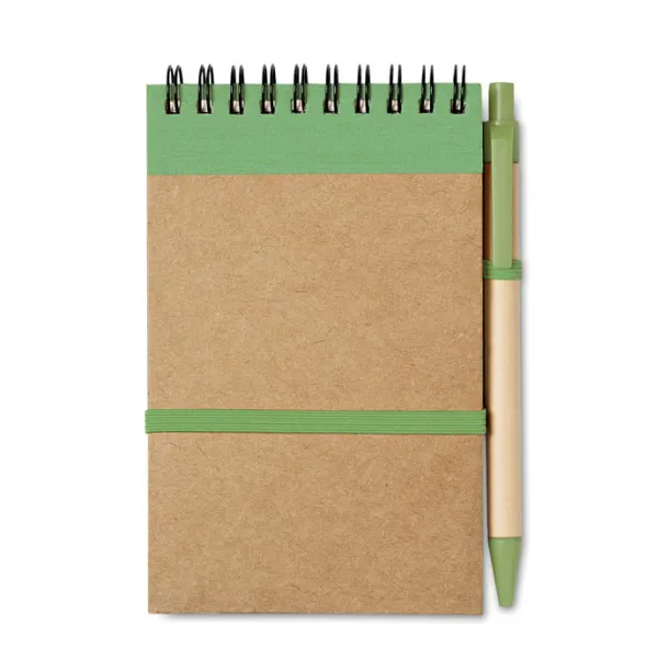 SONORA Recycled paper notebook + pen Lime