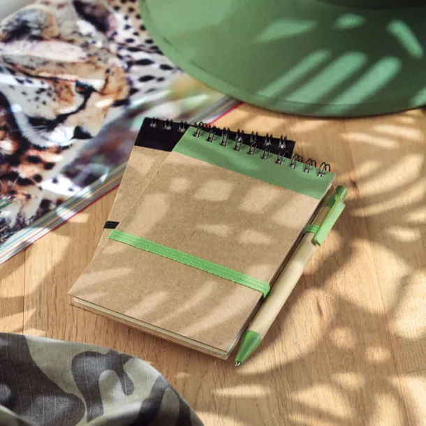 SONORA Recycled paper notebook + pen Lime