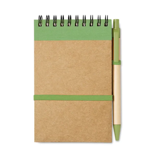 SONORA Recycled paper notebook + pen Lime