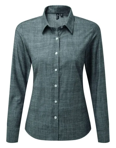  WOMEN'S COTTON SLUB CHAMBRAY LONG SLEEVE SHIRT - Premier Grey