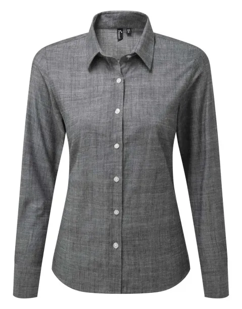  WOMEN'S COTTON SLUB CHAMBRAY LONG SLEEVE SHIRT - Premier Grey