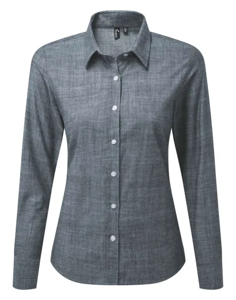  WOMEN'S COTTON SLUB CHAMBRAY LONG SLEEVE SHIRT - Premier Oxford Navy