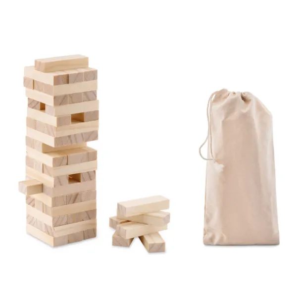 PISA Tower game in cotton pouch Wood