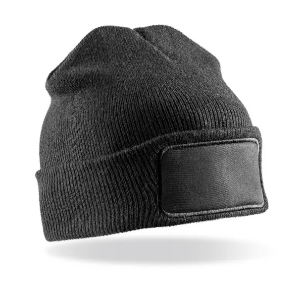 Recycled Double Knit Printers Beanie - Result Recycled Black