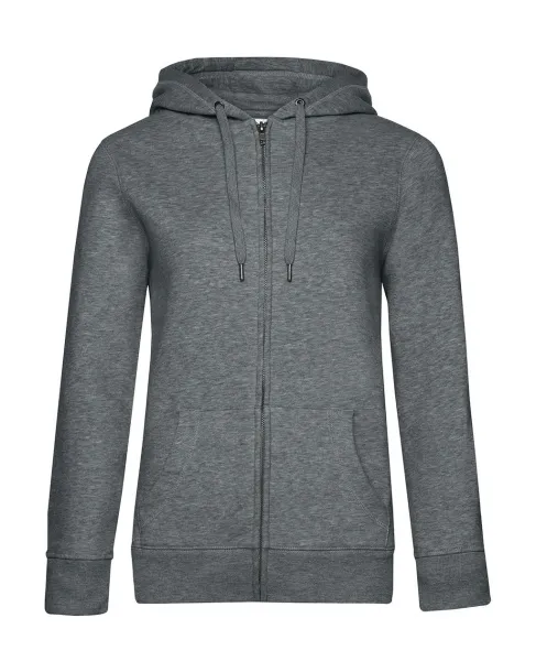 QUEEN Ženski hoodie s patentnim zatvaračem, 280 g/m² - B&C Heather Mid Grey