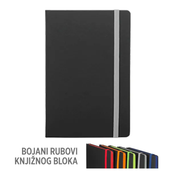 FLUX EDGE Notes s elastičnom trakom i obojanim rubom papira, A5 Siva