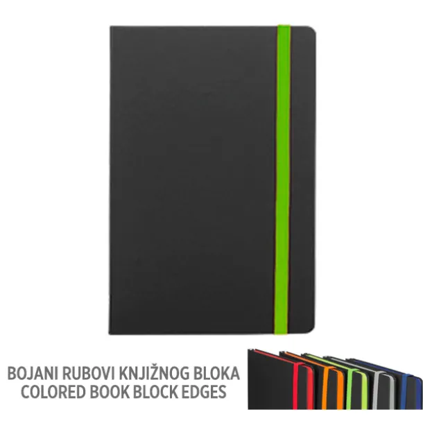 FLUX EDGE Notes s elastičnom trakom i obojanim rubom papira, A5 Kivi
