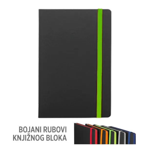 FLUX EDGE Notes s elastičnom trakom i obojanim rubom papira, A5 Kivi