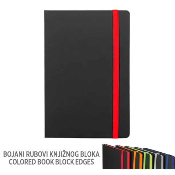 FLUX EDGE A5 notebook with elastic band and colored paper edges Red