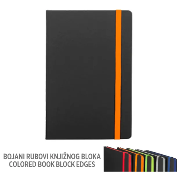 FLUX EDGE Notes s elastičnom trakom i obojanim rubom papira, A5 Narančasta