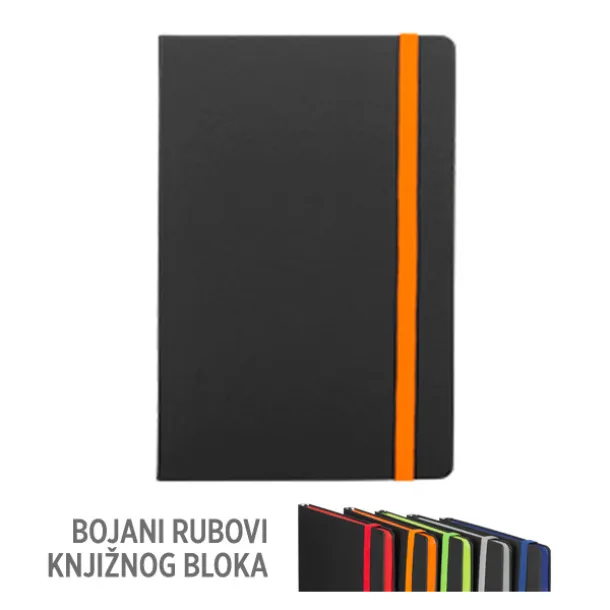 FLUX EDGE Notes s elastičnom trakom i obojanim rubom papira, A5 Narančasta