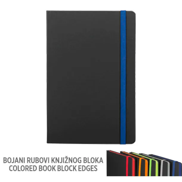 FLUX EDGE Notes s elastičnom trakom i obojanim rubom papira, A5 Kraljevsko plava